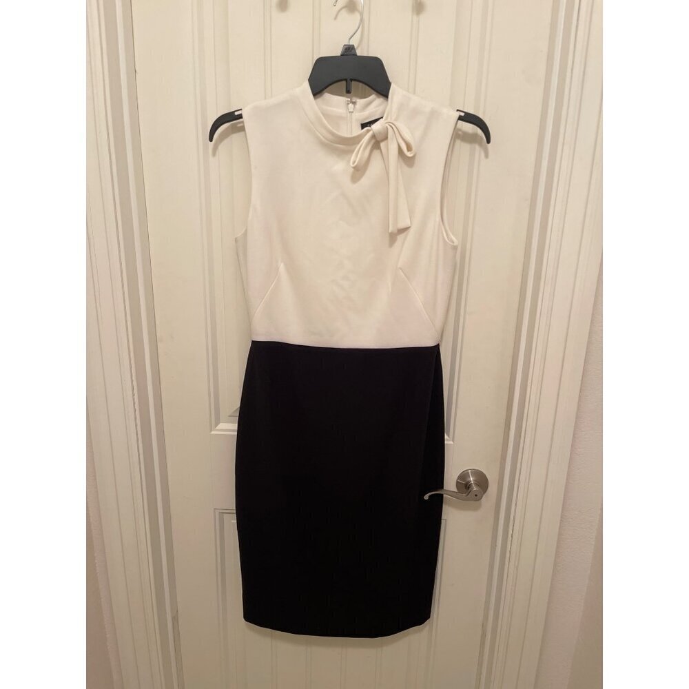 Tahari Arthur S. Levine Sleeveless Colorblock Dress Size 6 Black & White